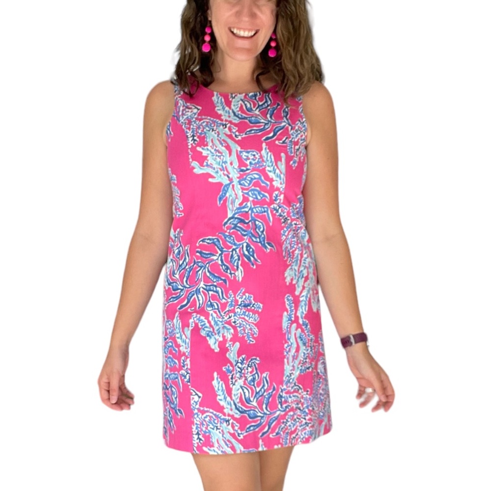 Lilly Pulitzer • Shift Mini Dress • Pink Blue • Vacation Size 2 Fits Size 4